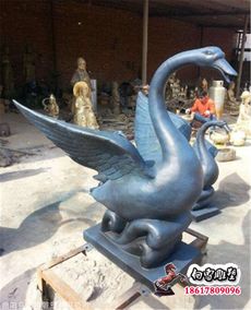 凝固的诗意 铸铜天鹅雕塑与石雕的艺术魅力